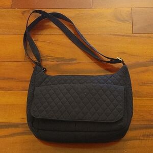 Vera Bradley Black Quilted Shoulder Bag with Geometric Texture